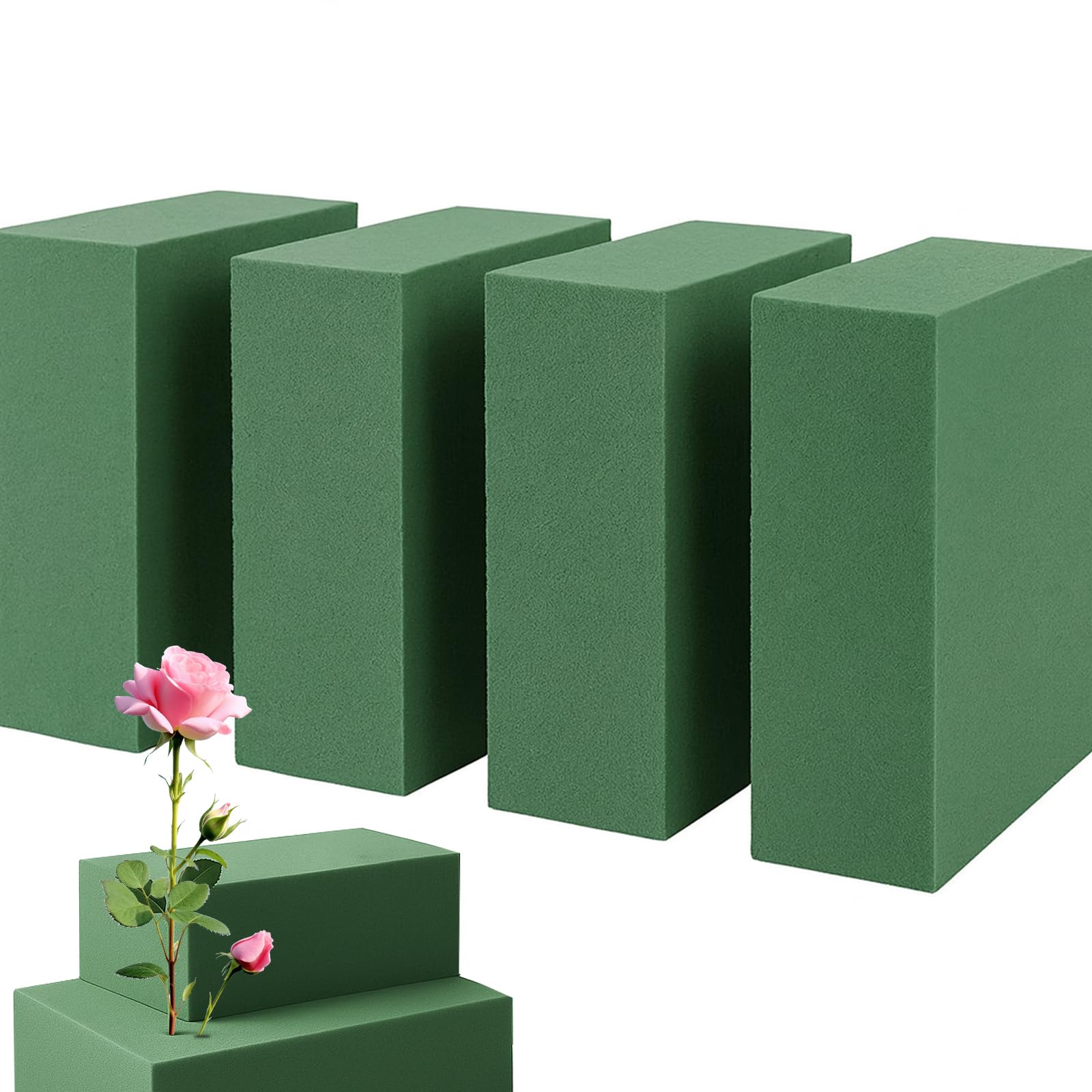 Steckschaum für Blumen 14x8x4cm,4er Blumensteckschaum Selbst Schneidbar, Nasssteckschaum Hohe Saugkraft für Frischblumen Kunstblumen, DIY Hochzeit Floristik Basteln Feiern