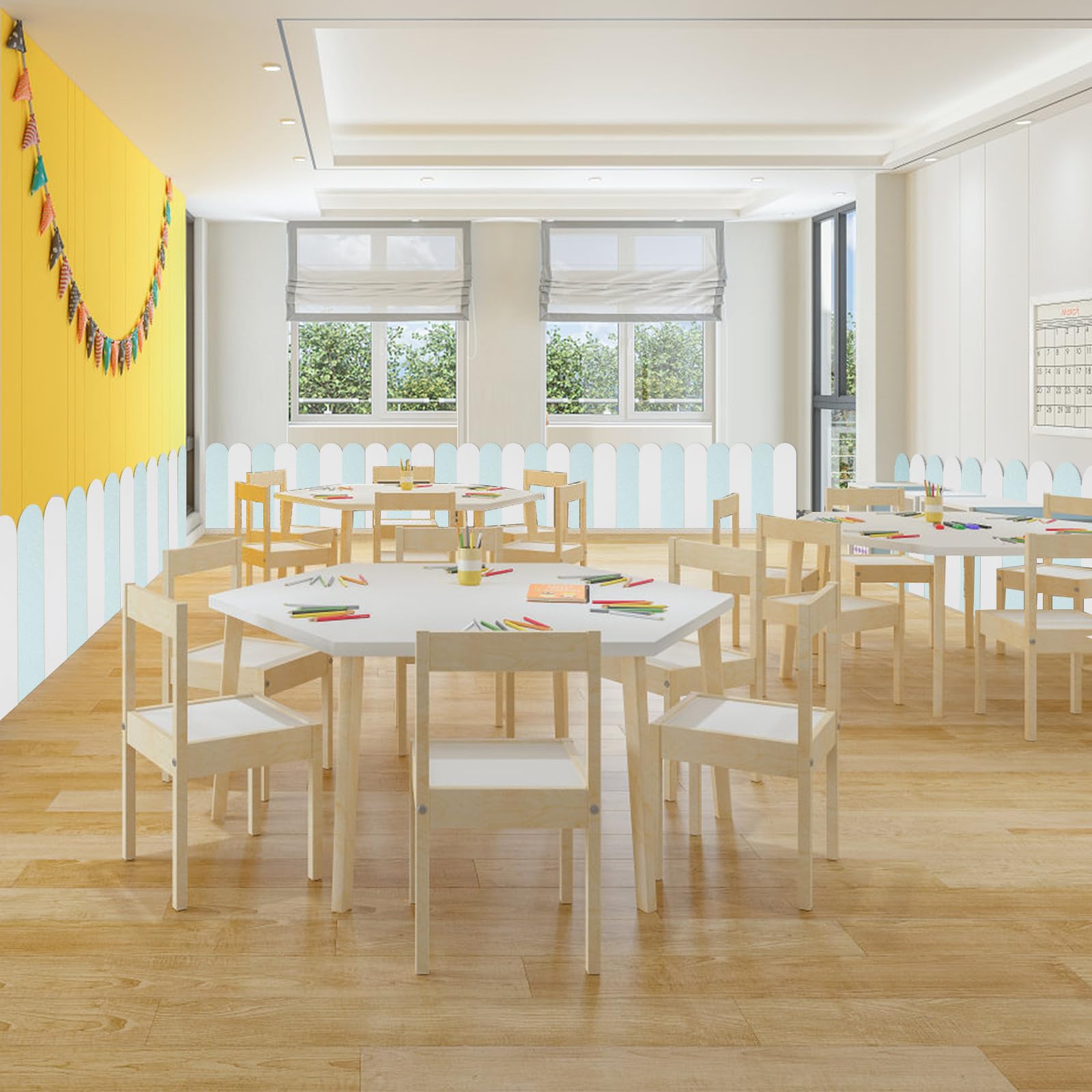 6 paneles de pared 3D, 56 x 15 cm, espuma XPE, acolchado de pared, autoadhesivo, anticolisión, acolchado de pared para dormitorio, habitación infantil (azul)