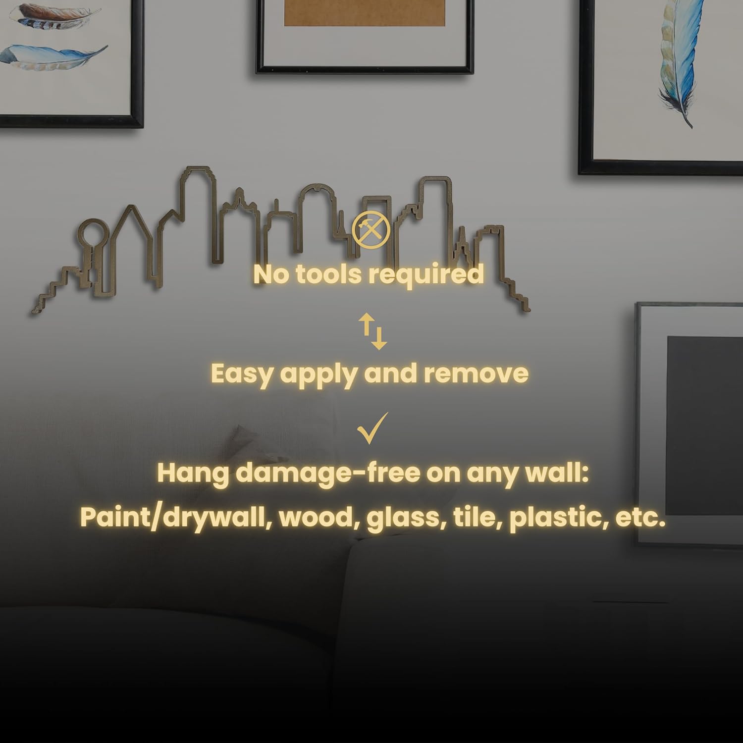 | San Francisco Skyline Wall Art – 3D Cityscape Wall Decor, Large 28" Modern Home Decor for Living Room, Office, Apartment, Minimalist Urban Skyline Art (Champagne Gold)