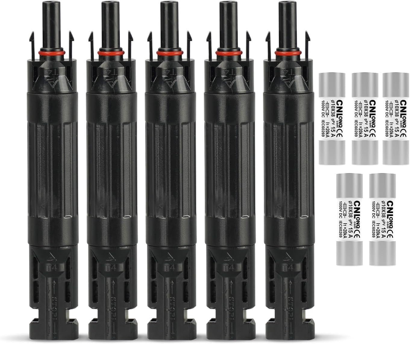CNLonQ 15A Solar Fuse Holder with 10pcs gPV Fuse Link 15A Inline IP67 Waterproof Outdoor with 10x38mm Fuse For Solar Panel and Solar Controller DC1000V 5pcs