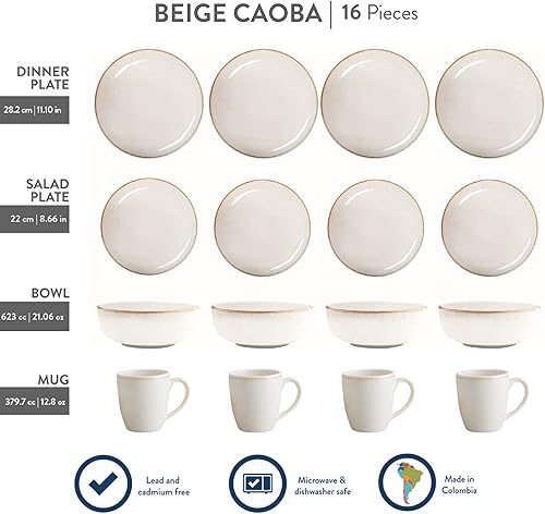 Miniatura 4 de Juego de vajilla Corona de 16 piezas de loza  Caoba beige