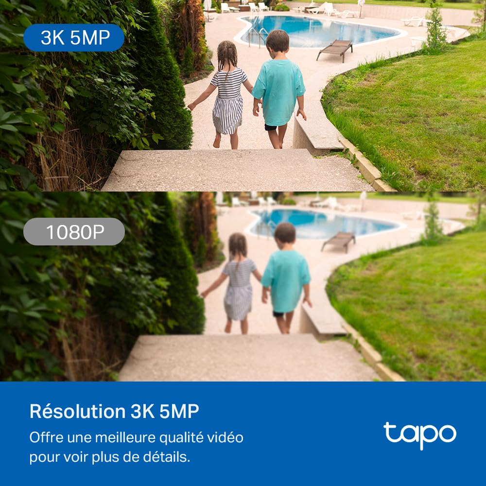 Tapo C530WS Caméra de Surveillance extérieure 360° 3K 5MP Vision Nocturne Couleur Starlight Détection IA Suivi de Mouvement WLAN Ethernet