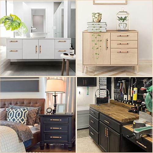 Miniatura 3 de 6 manijas y tiradores de madera para gabinetes de 4.4 pulgadas, manijas de distancia de doble agujero, accesorios modernos para cocina, barra en T