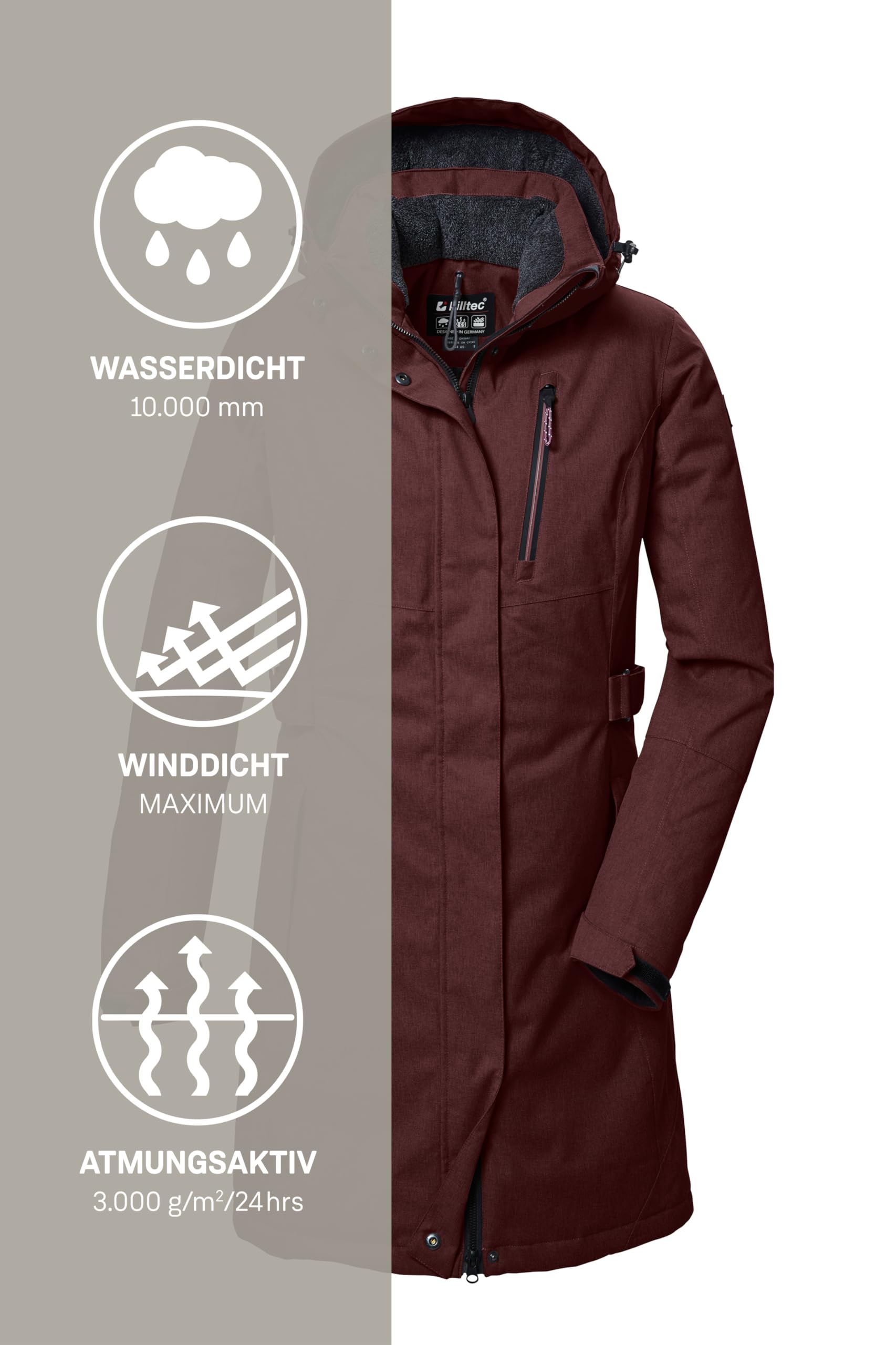 Killtec Kow 303 Wmn Prk Parka fonctionnelle/parka avec capuche amovible Femme