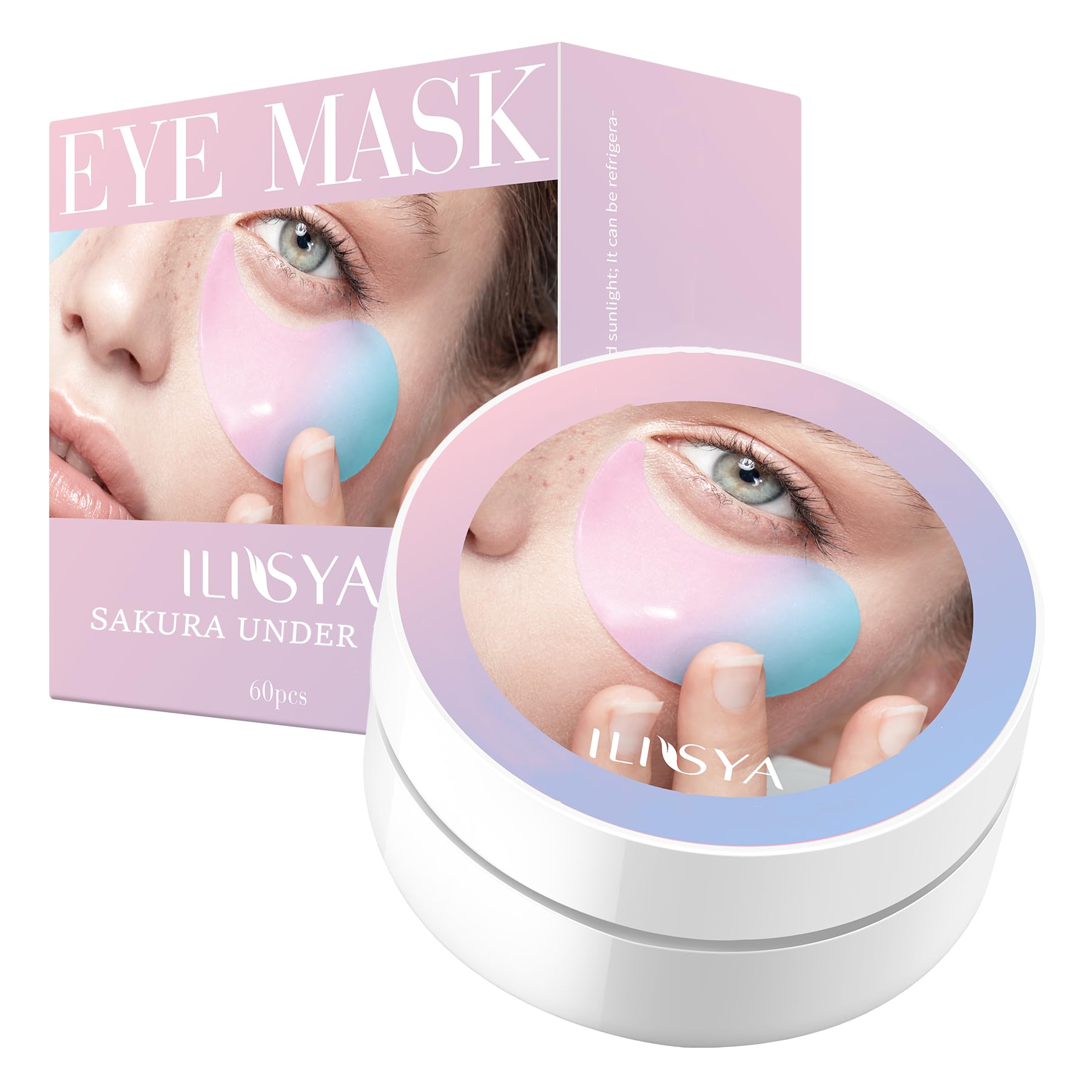 ROUSESakura Under Eye Patches-60 PCS- Anti-Wrinkle Eye Mask Hydrating Eye Gel Pads Dark Circles Puffy Eyes Under Eye Bags Fine Lines Eye Treatment Masks for Women & Men