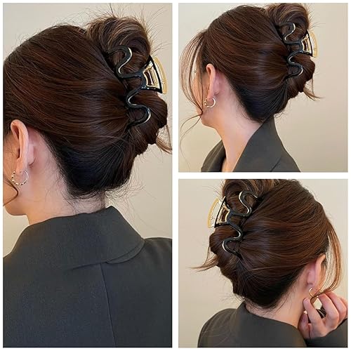 Miniatura 5 de Pinzas grandes de metal para el cabello, paquete de 2, pinzas de 3.3 pulgadas en negro para cabello grueso y rizado, pinzas grandes sin