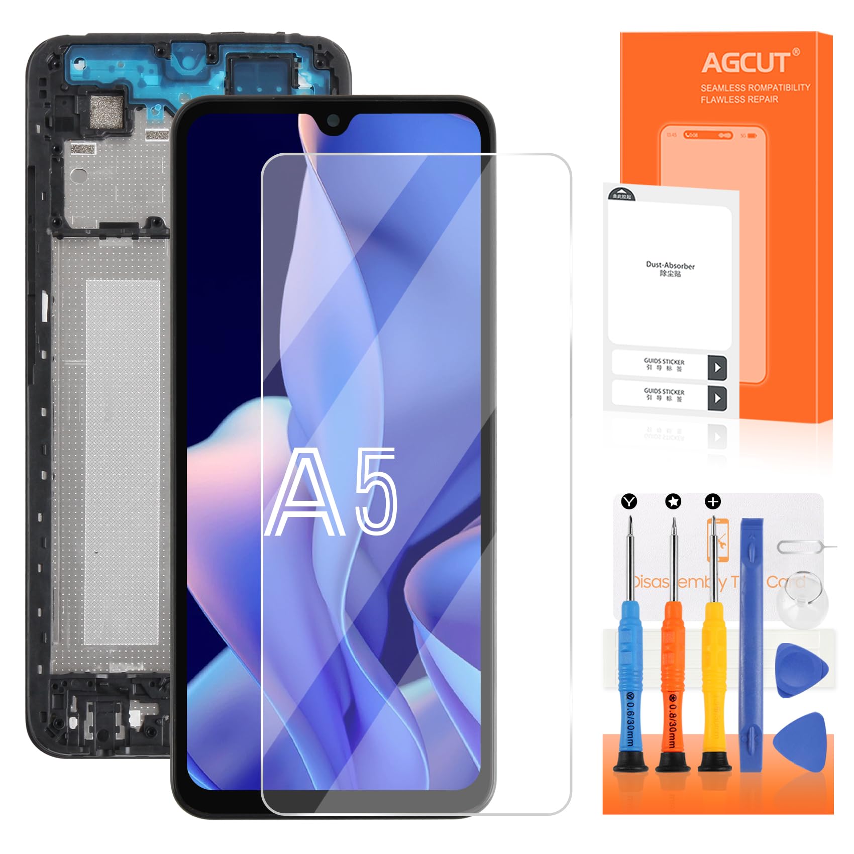 Pantalla LCD para Redmi A5 Pantalla LCD para Xiaomi Redmi A5 25028PC03G 25028RN03A 25028RN03I 6.88" Pantalla de Repuesto Pantalla Táctil Digitalizador Asamblea con Reparación Kits, Negro con Marco