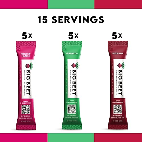 Miniatura 7 de Big Beet Mezcla de bebidas Performance & Wellness  Paquete variado de 3 sabores  Superalimentos orgánicos  Nootrópicos orgánicos  Cero azúcar