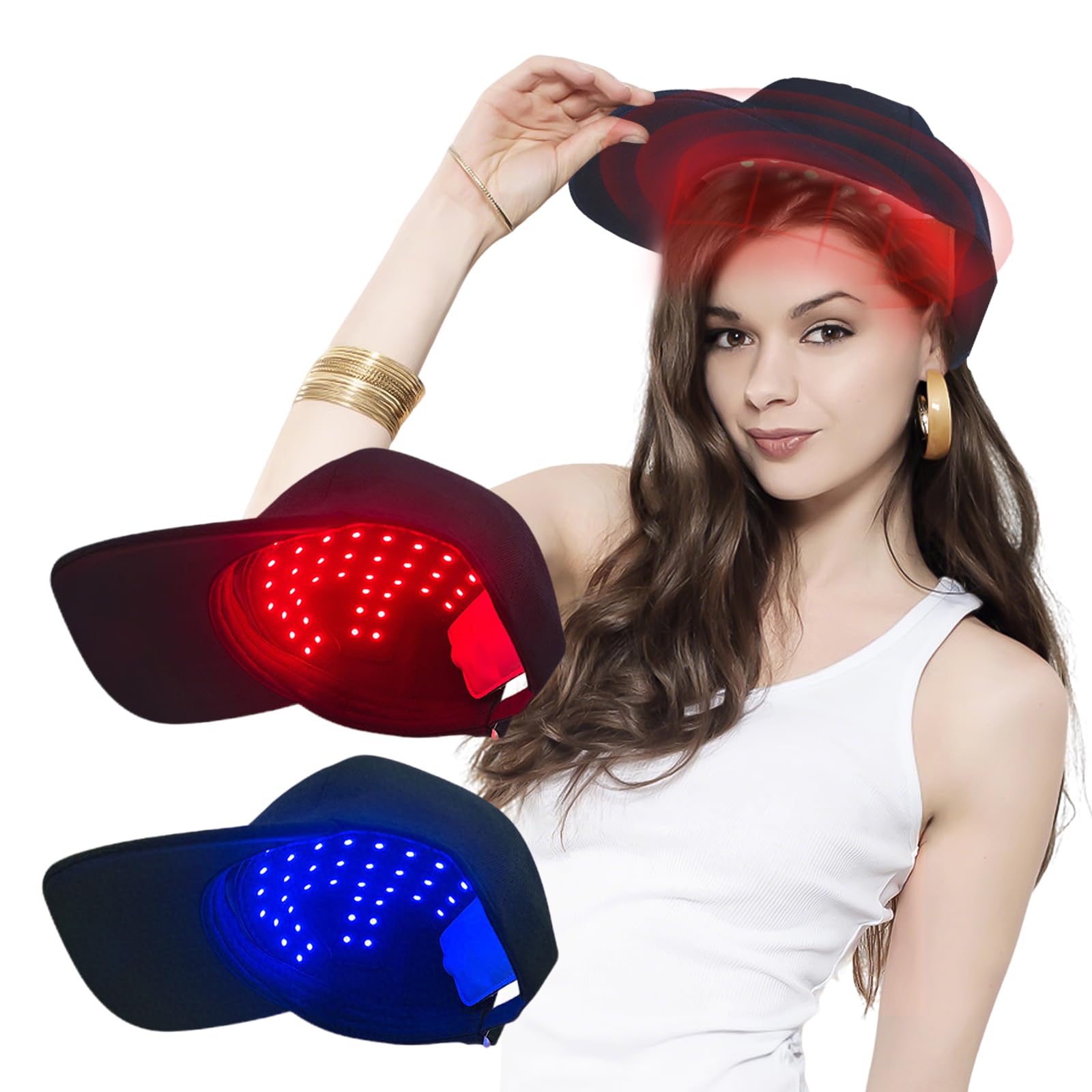 Bonnet de croissance des cheveux LED avec lumière infrarouge, 460 nm, 660 nm et 850 nm,4 Modes, 168 LED,appareil de soins capillaires rechargeable pour homme et femme, croissance des cheveux