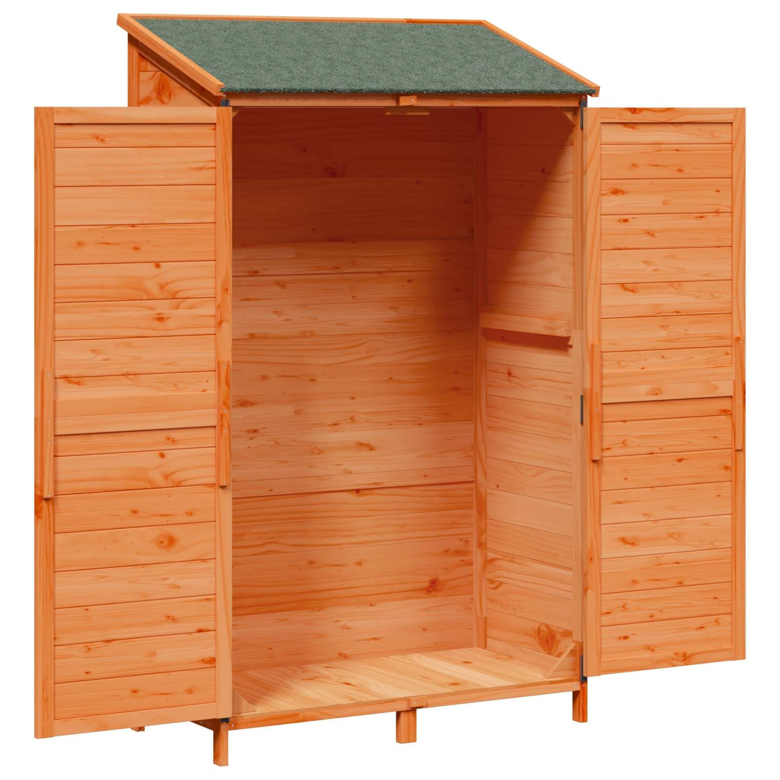 Casetta da giardino in legno marrone 106 x 56 x 176,5 cm | Pratico armadio da giardino per terrazza e giardino con tetto inclinato in asfalto e porta lamellare ventilata per attrezzi.