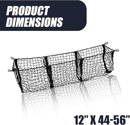 Miniatura 2 de Red de tres bolsillo de malla de almacenamiento Zona Tech, red negra, tres bolsillos, camión cargo organizador