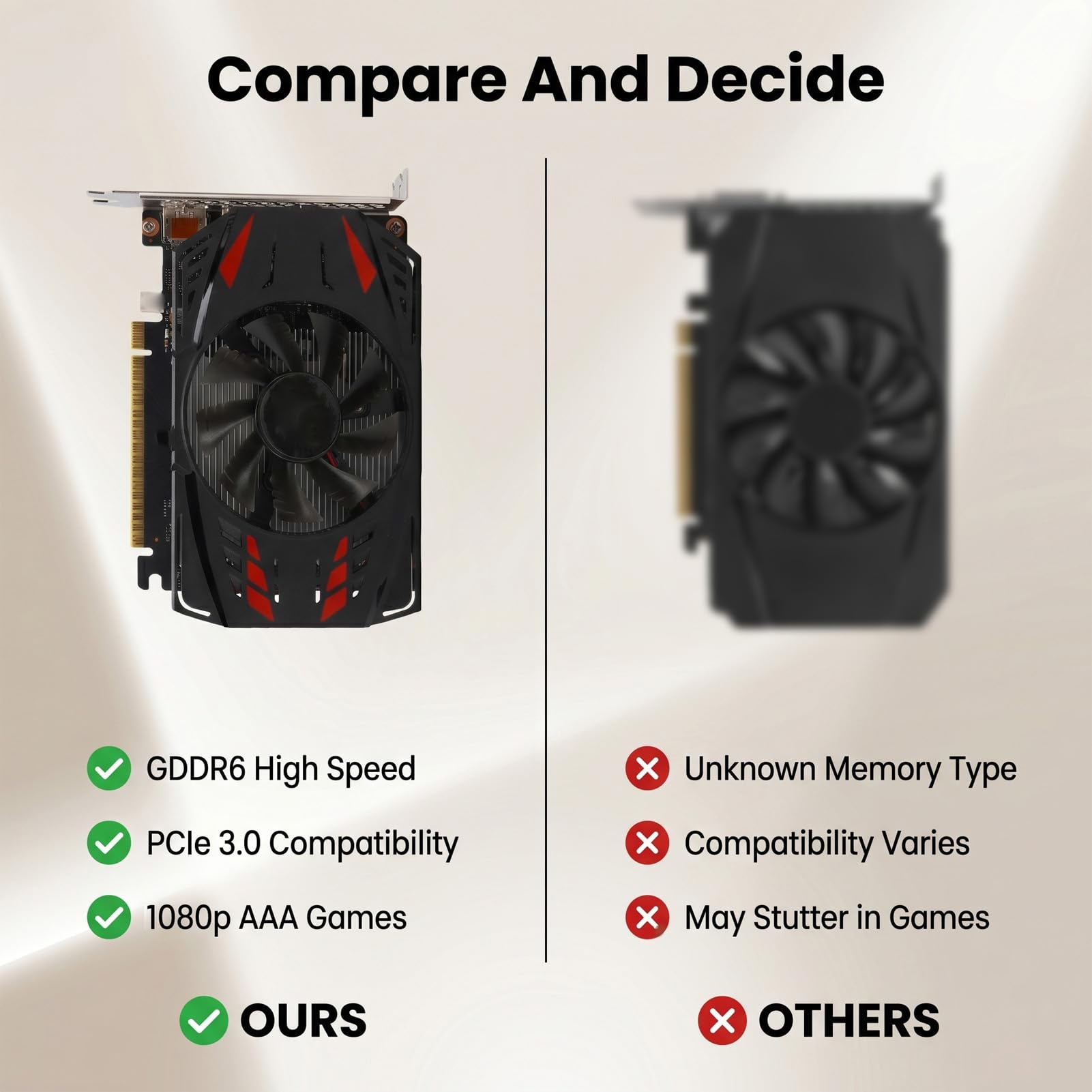 Jectse Scheda Grafica, GPU da Gioco GDDR6 da 4 GB a 128 Bit con PCI Express 3.0 X16, Supporto 1080p 1440p, Raffreddamento a Ventola Singola per Giochi per Computer