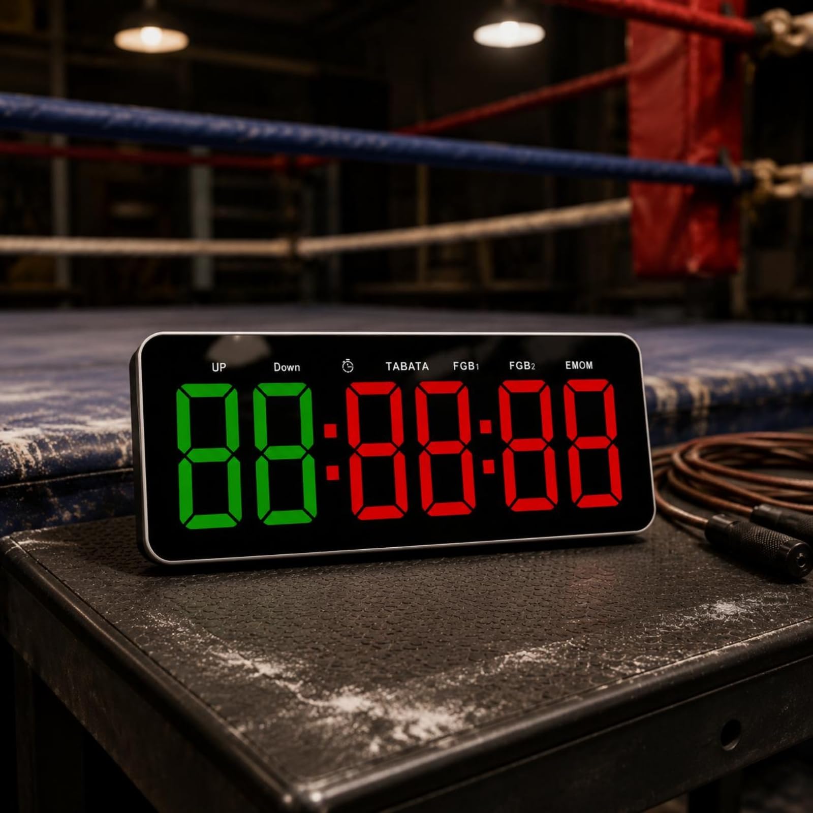 Minuterie LED Numérique Grands Chiffres Horloge Numérique Fitness Multifonction Chronomètre D'exercice pour Entraînement, Bleu, Rouge, 2 Bleu + 4 Rouge