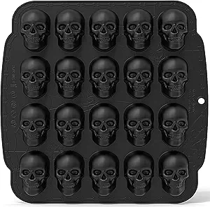 Large Skull Silicone Mold - 20 Cavities 3D Skull Ice Cube Mold, Halloween Silicone Molds Bpa Free for Chocolate, Jelly, Wax Melt, Ice Cubes (Finished Size: 2.36 In × 1.40 In)