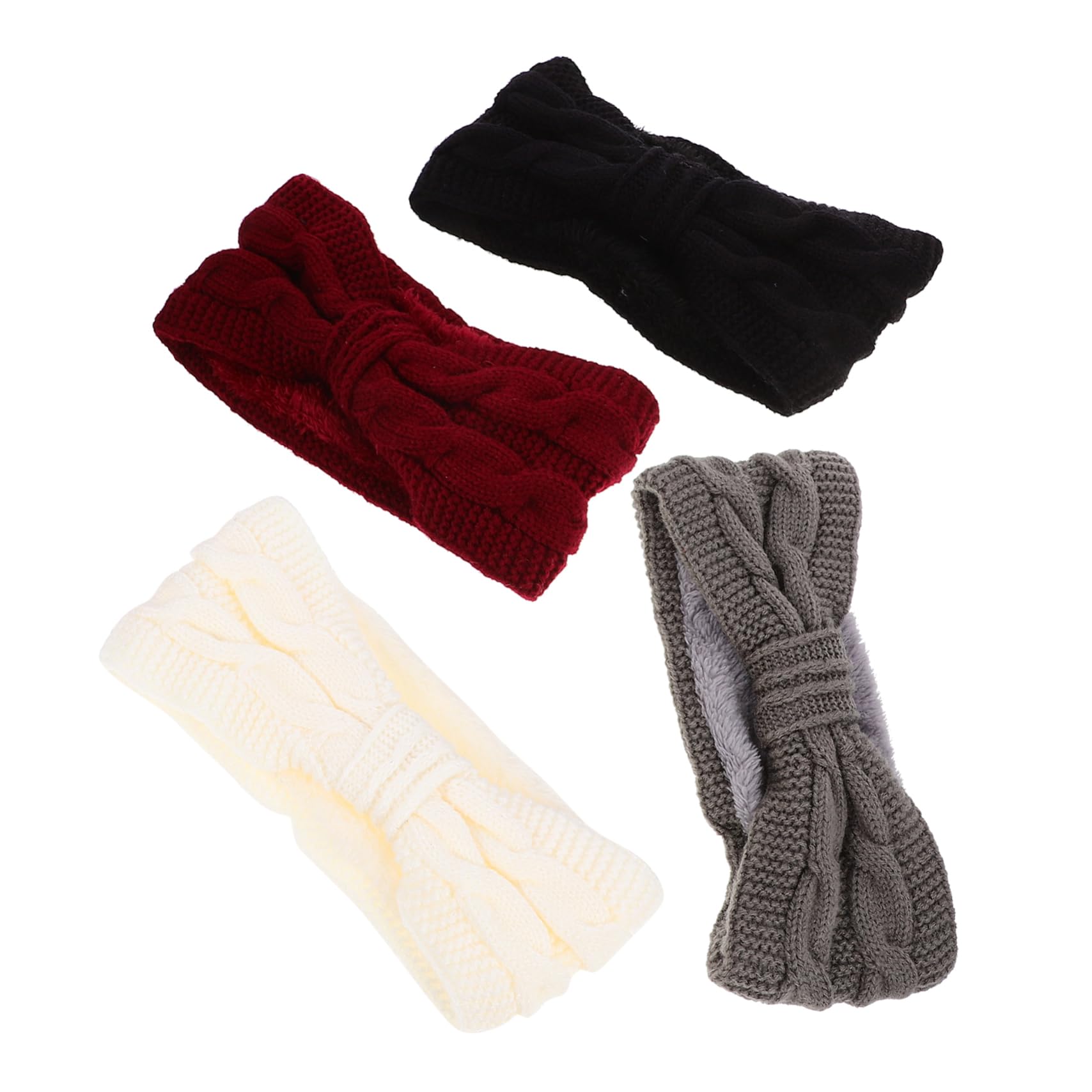 DOITOOL 4pezzi Fascia per Capelli da Donna Tessuta Maglia Fascia per Capelli Fiocco Calda e Spessa per Sci e Snowboard