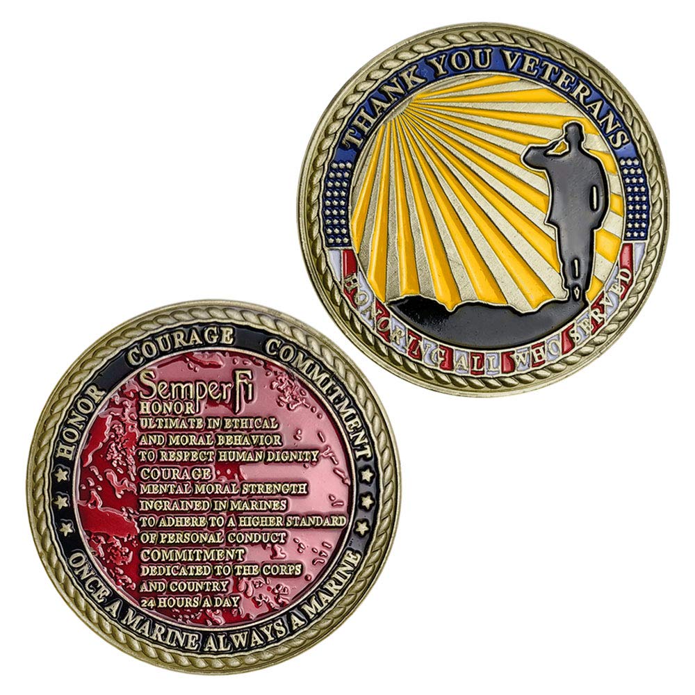 US Marine Corps Thank You Coin USMC Semper Fidelis Challenge Coin Veterans Gift