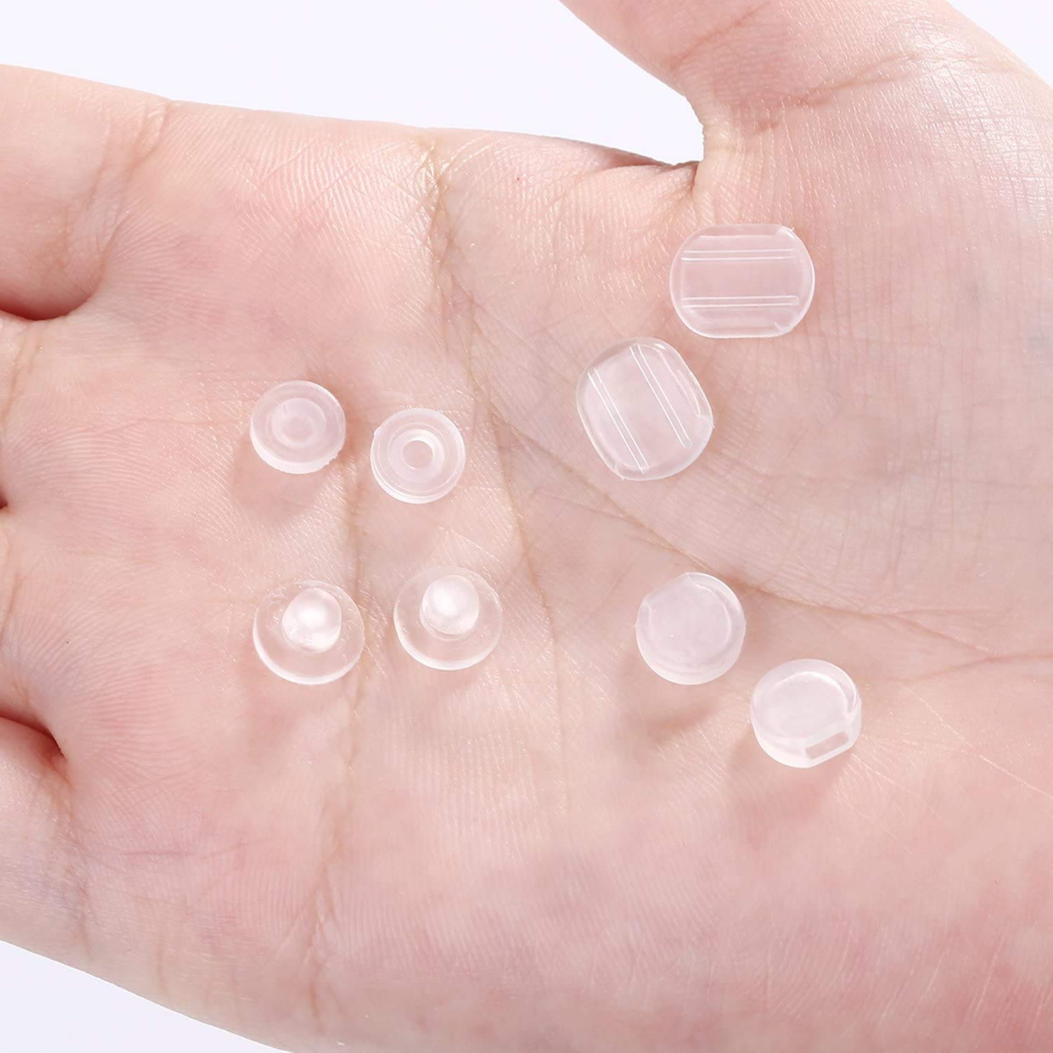 TOAOB 120 Pieces 4 Sizes Earring Back Pads Clear Silicone Comfort