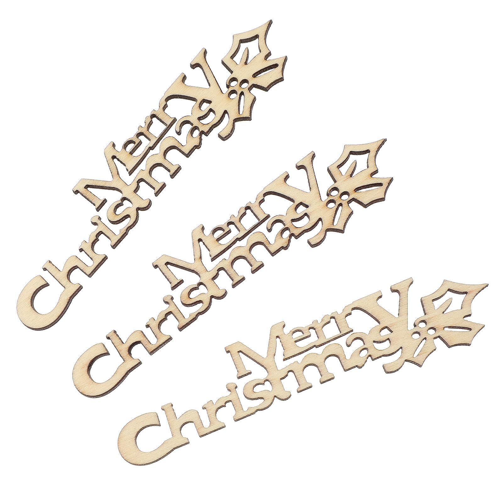 SHINEOFI 20pcs Natural Wood Christmas Craft Accessories, Laser Cut Wooden Merry Christmas Cutouts for DIY Scrapbooking, Handmade Sewing Crafts, Khaki, 3. 7 X 0. 94 X 0. 09 in