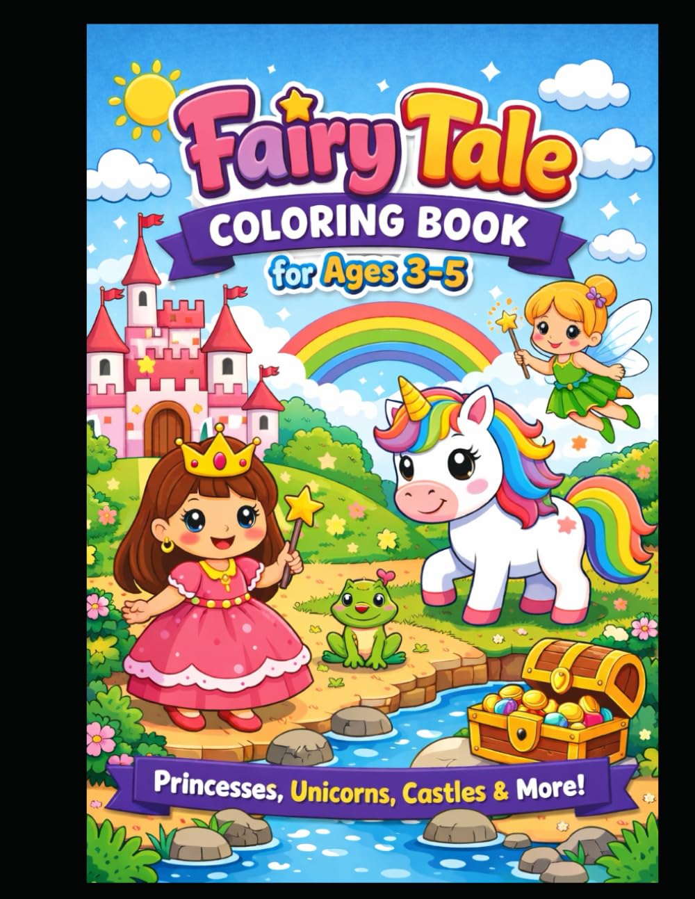 Fairy Tale Coloring Book for Ages 3–5: Cute Princess, Castle, Unicorn & Magical Friends Coloring Pages for Toddlers and Preschool Kids: Easy, Big & ... Book for toddler and preschool boys and girls