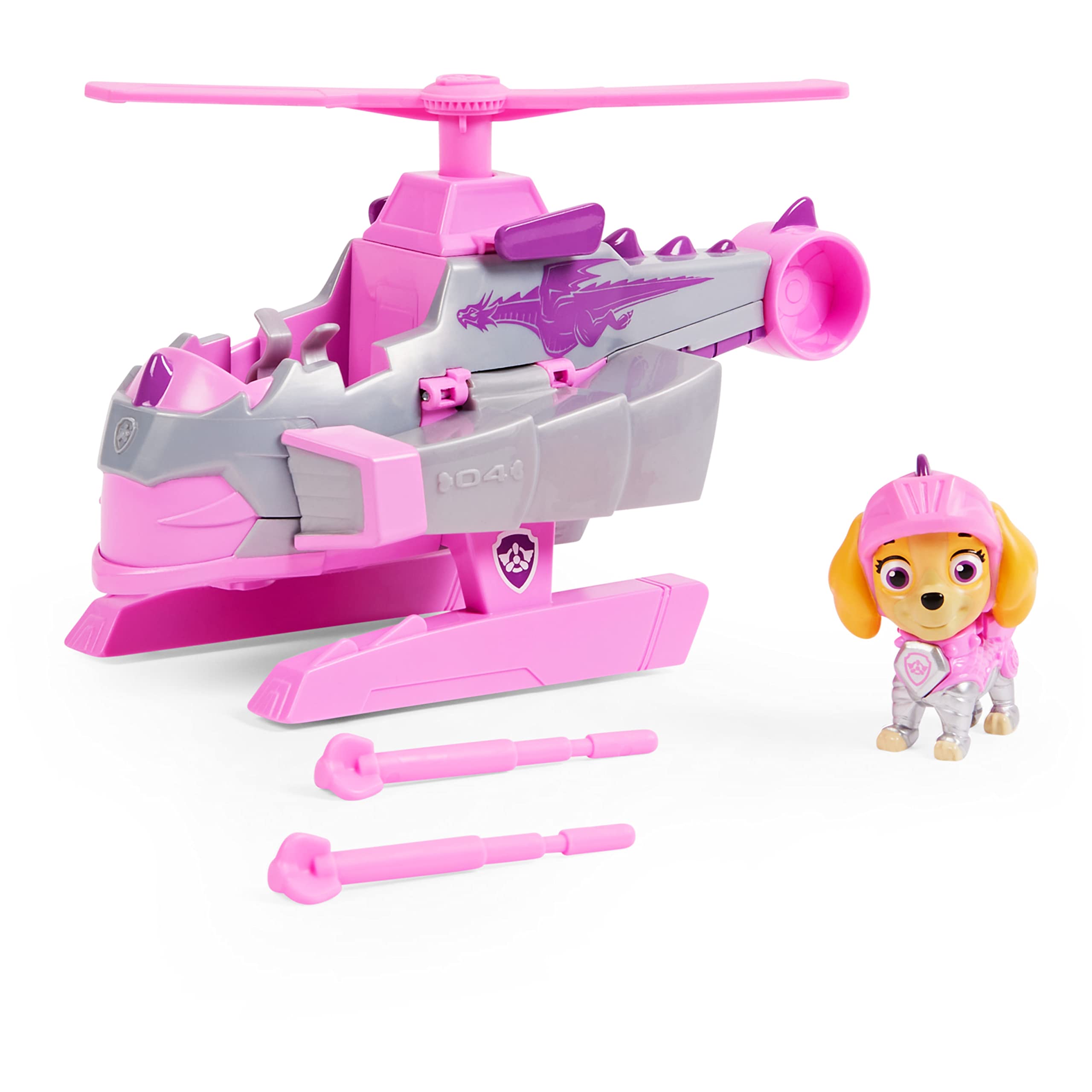 PAW PATROL Rescue Knights Skye Transforming Toy Car with Collectible Action Figure, Kids’ Toys for Ages 3 and up