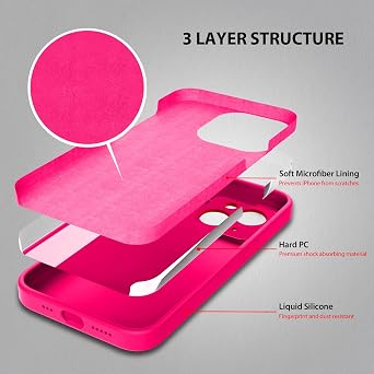 ZUSLAB Silicone Phone Case Compatible with Apple iPhone 13 6.1'' 2021,with 1 Screen Protector Shockproof Bumper TPU Anti-Scratch Rubber Cover with Fine Hole Camera Lens Full Protection Hot Pink