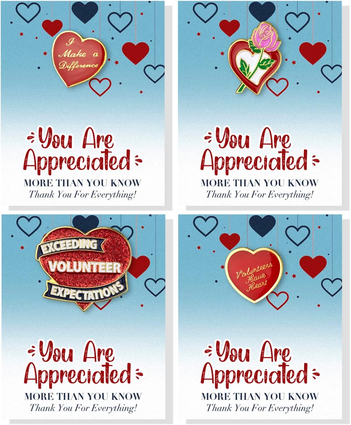 SHOP AWARDS AND GIFTS Volunteer Appreciation Lapel Pins Thank You Reward Recognition Award Gifts, Set of 4, Poly Bagged