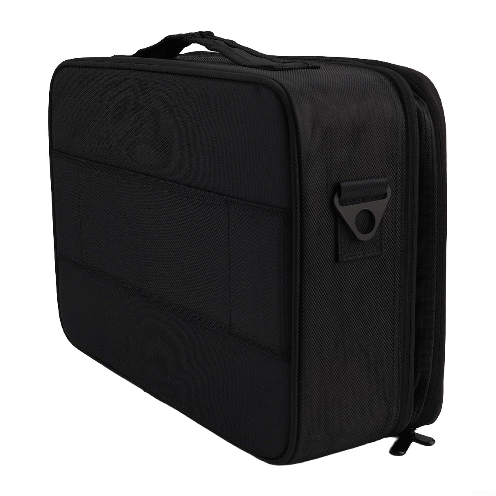 Angelrollenkoffer, klein und groß, Angelrollen-Organizer, verstellbare Trennwände, gepolstertes Futter, stoßfestes Innenteiler-Design, robust und wasserabweisend, 1860D Oxford-Stoff, Schwarz (L)