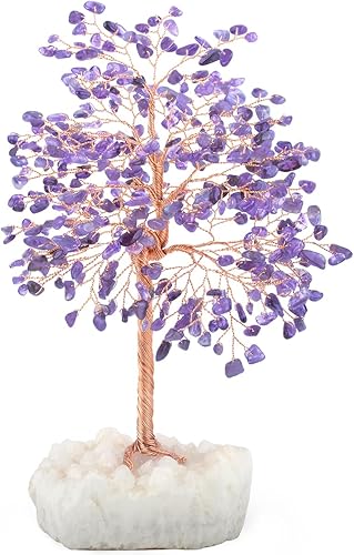 Miniatura 8 de MASGEMES Árbol de la vida con piedras preciosas, citrino natural con base de cuarzo transparente de fila, cristales curativos de chakras, energía