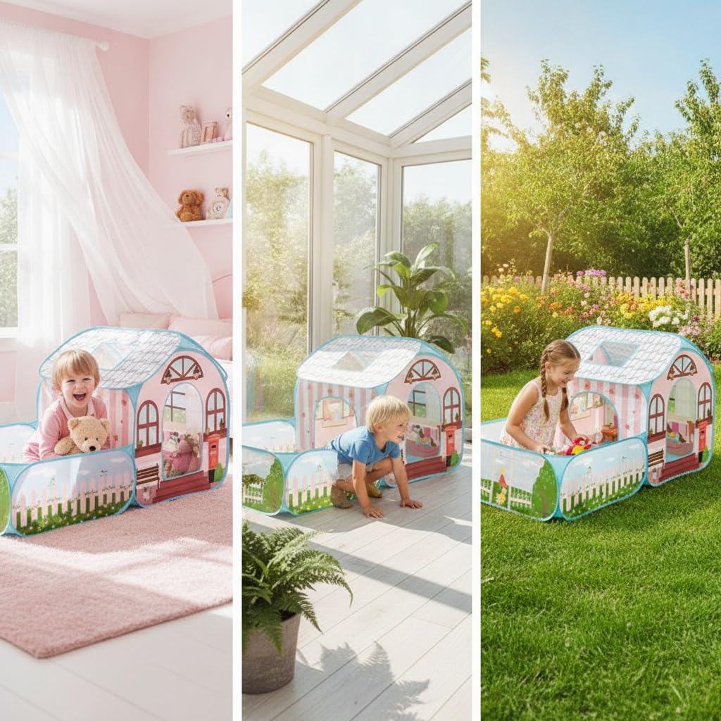 Casetta da Giardino per Bambini, Tenda -Up per Esterni, Casetta Pieghevole per Bambini