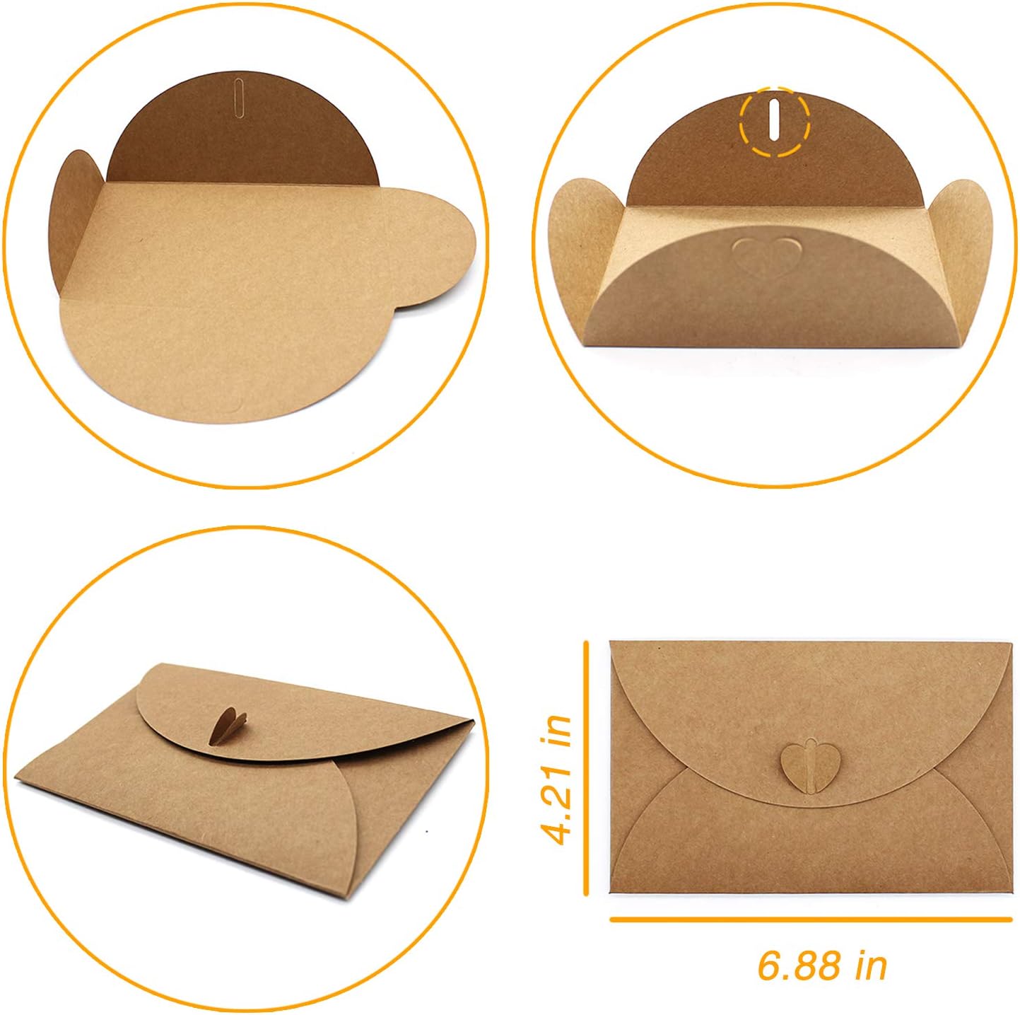 10 Sobres De Papel Kraft Para Tarjetas De Regalo De Felicitación, Cinta