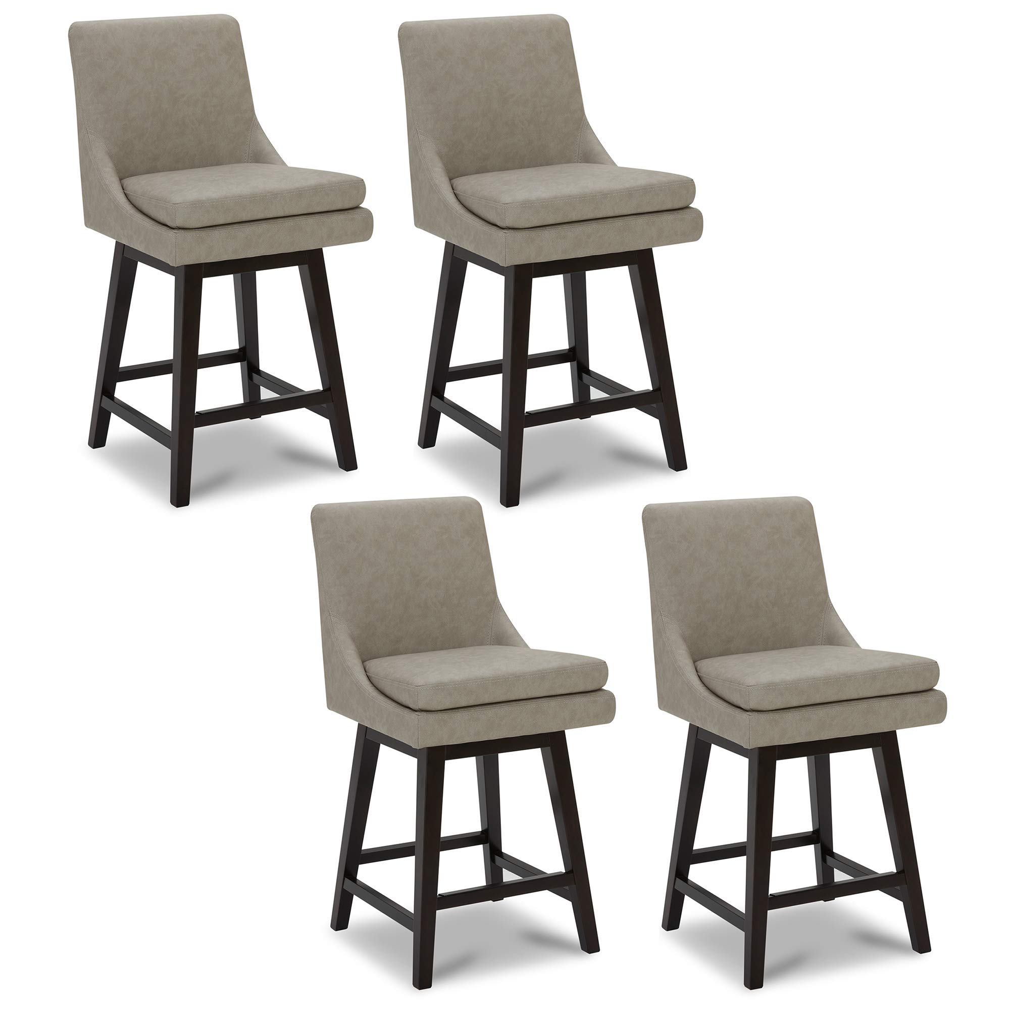 CHITA Counter Height Swivel Bar Stools Set of 4, FSC Certified Upholstered Faux Leather Barstool Chairs with Back, 26.8" H Seat Height, PU Leather in