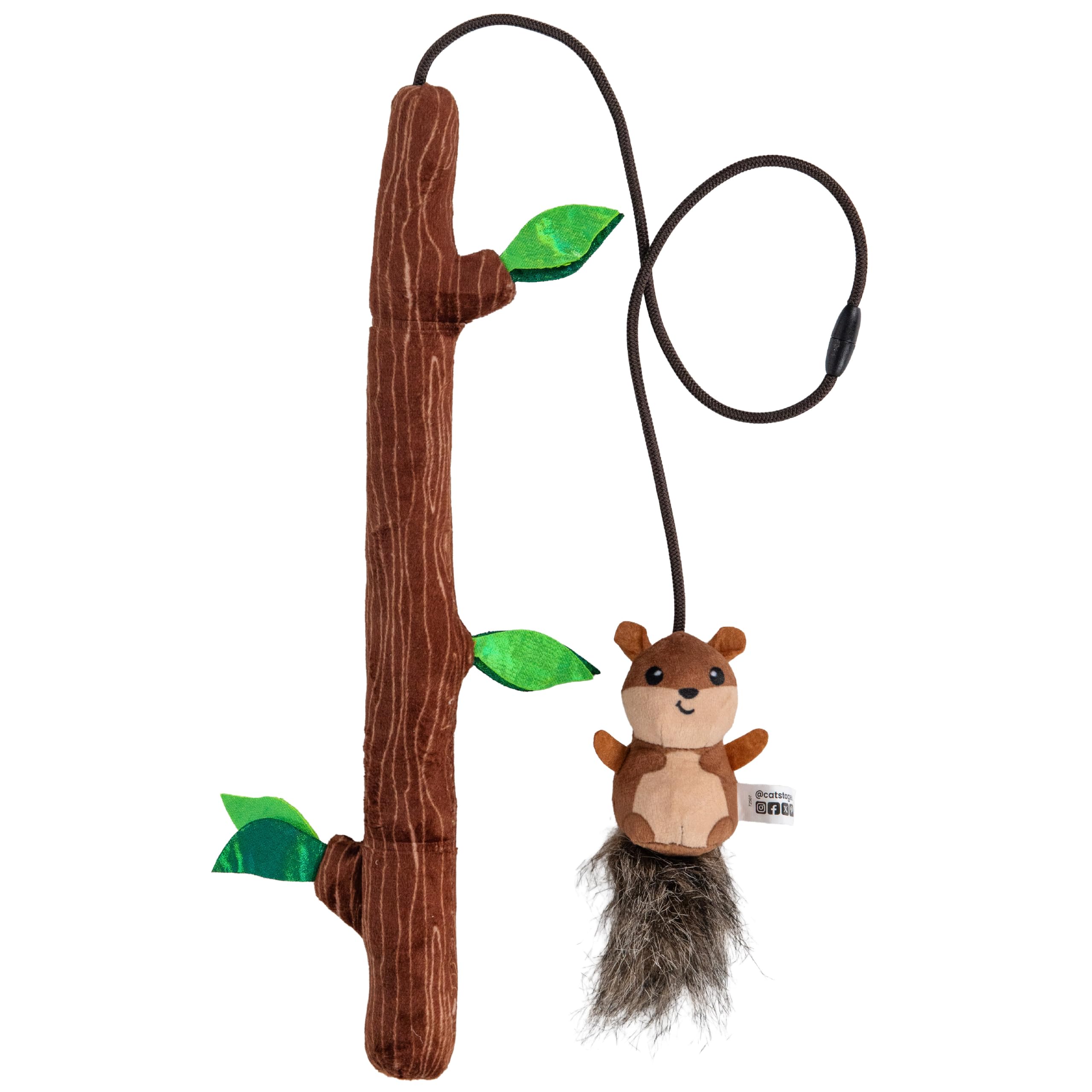 Wild Woods Chase Wand Cat Toy for Cats & Kittens, Plush Branch with Catnip Squirrel, Crin…