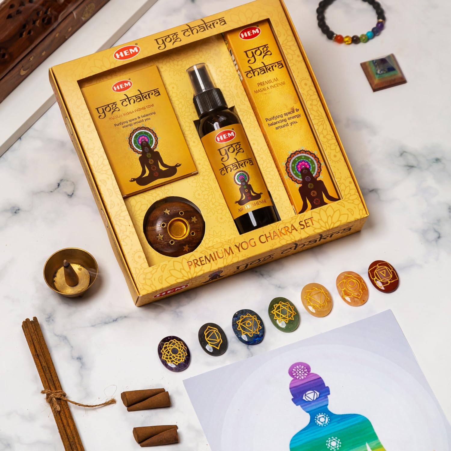 Amazon.com: Hem YOG Chakra Premium Masala Incense Gift Box with