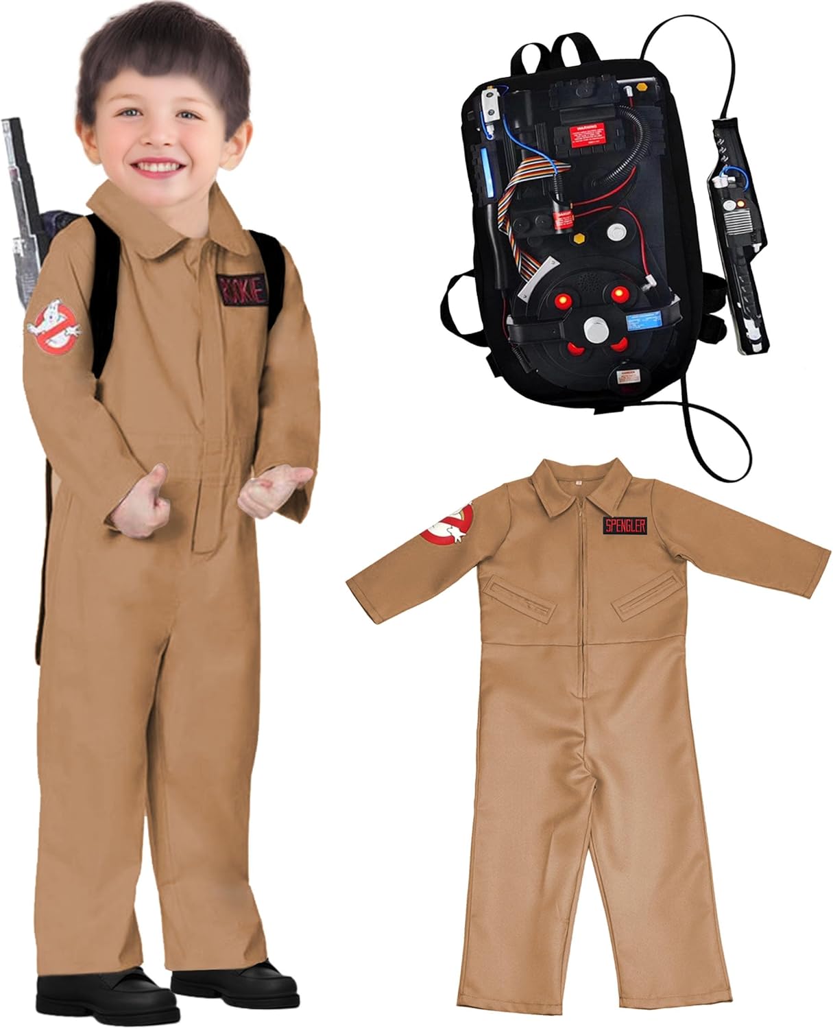 Deluxe Ghost Movie Busters Costume for Kids - Halloween Jumpsuit Cosplay Accessories Set
