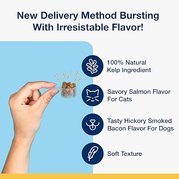 ProDen PlaqueOff Scoopables: Salmon-Flavored Dental Bites for Cats - Natural Kelp Formula for Plaque & Tartar Control, Freshens Breath- 45 Scoops