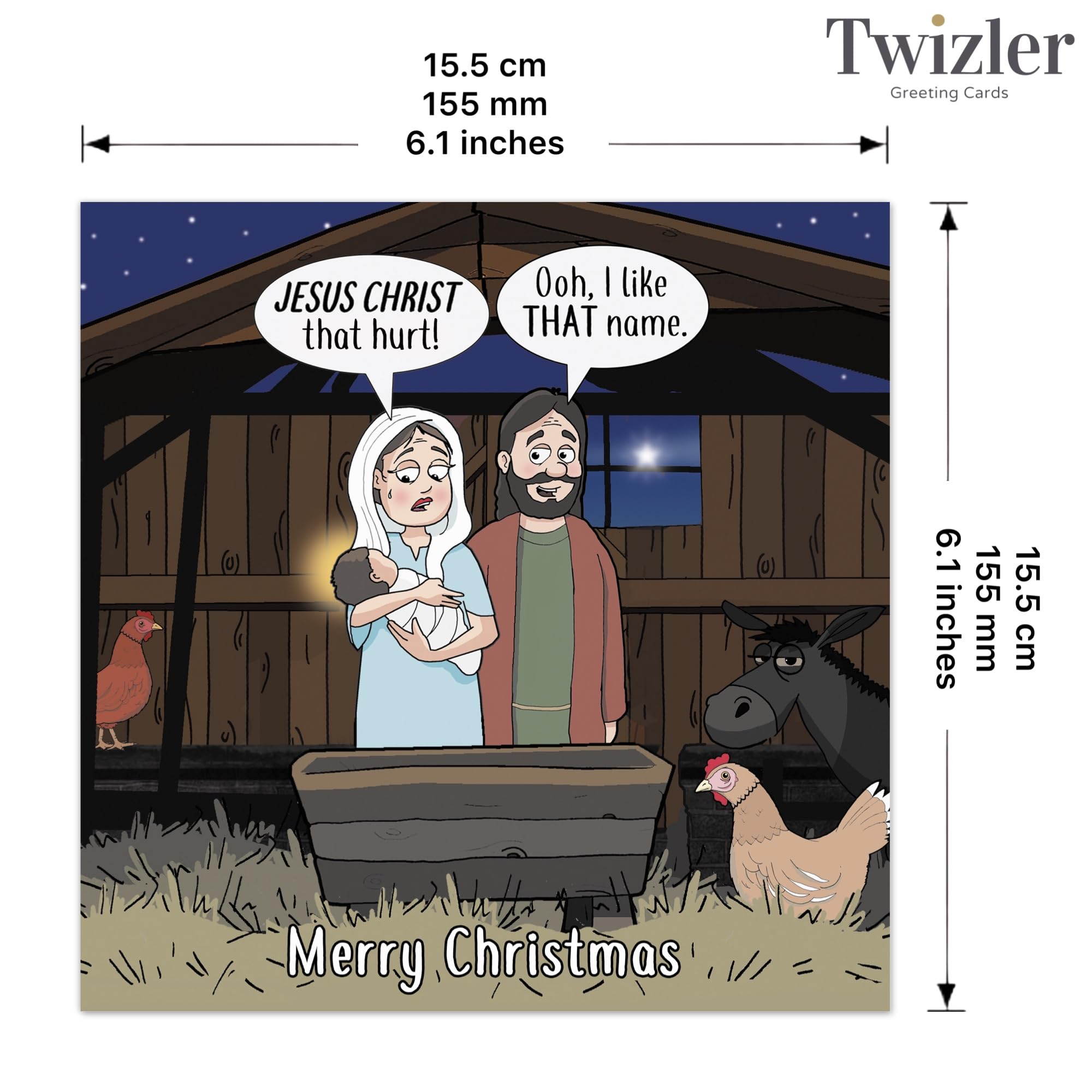 Twizler Biglietto di Natale divertente con Giuda – Biglietto di auguri di Natale umoristico – Natale da uomo per lui, marito, figlio, papà, da donna, per moglie, figlia, mamma, Happy Holidays