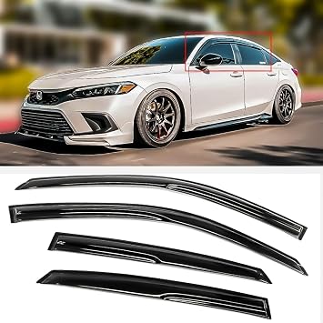 for 2022-2026 Honda Civic Sedan JDM Mugen Style Window Visor RAIN Guard Deflector Vent
