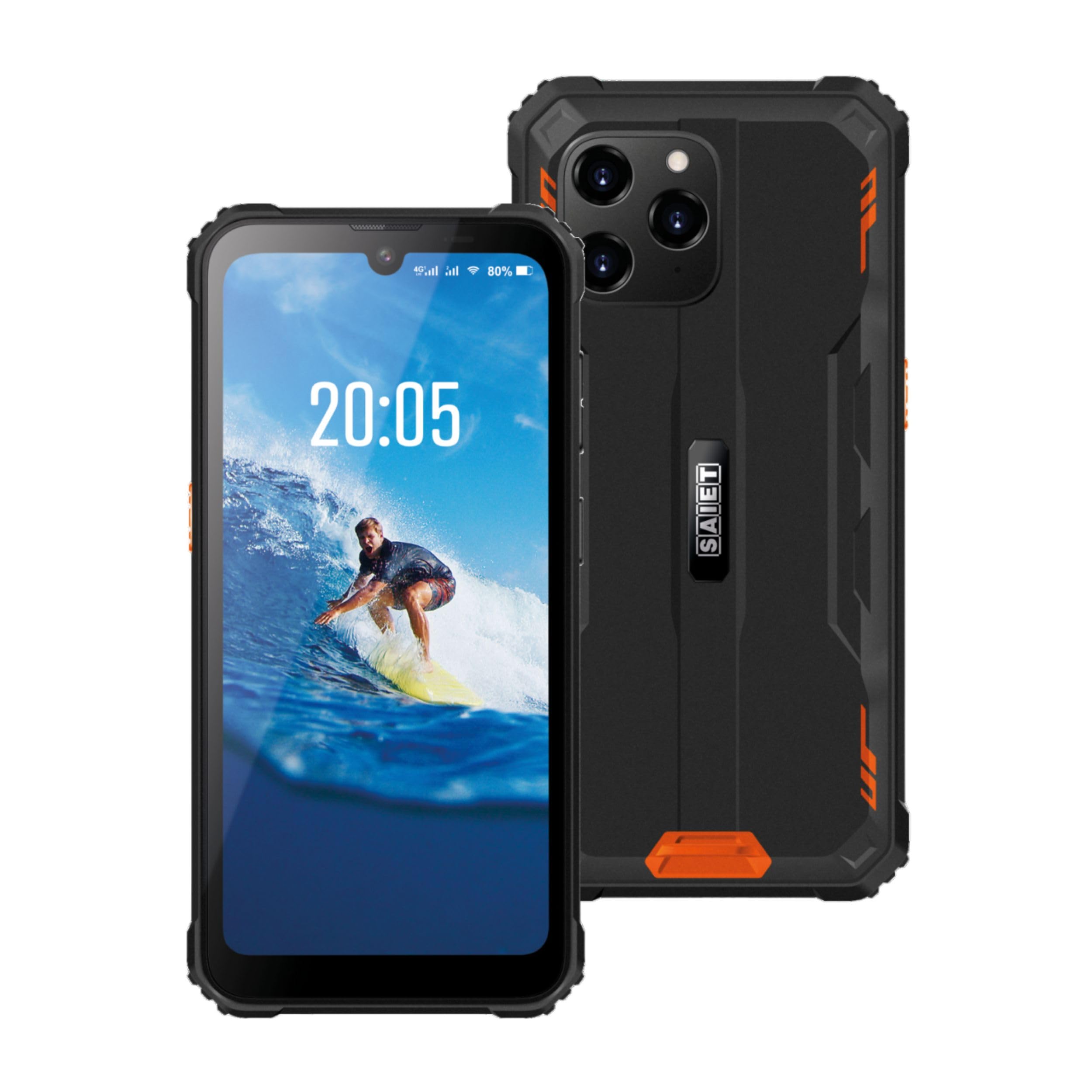 Smartphone Rugged 4G Android 13, Impermeabile IP68 e IP69X, Fotocamera 13MP | Telefono Indistruttibile con Display 6.1"" HD, NFC, Batteria 6580mAh e Power Bank Integrato, – Sicuro Smart STS602 SAIET