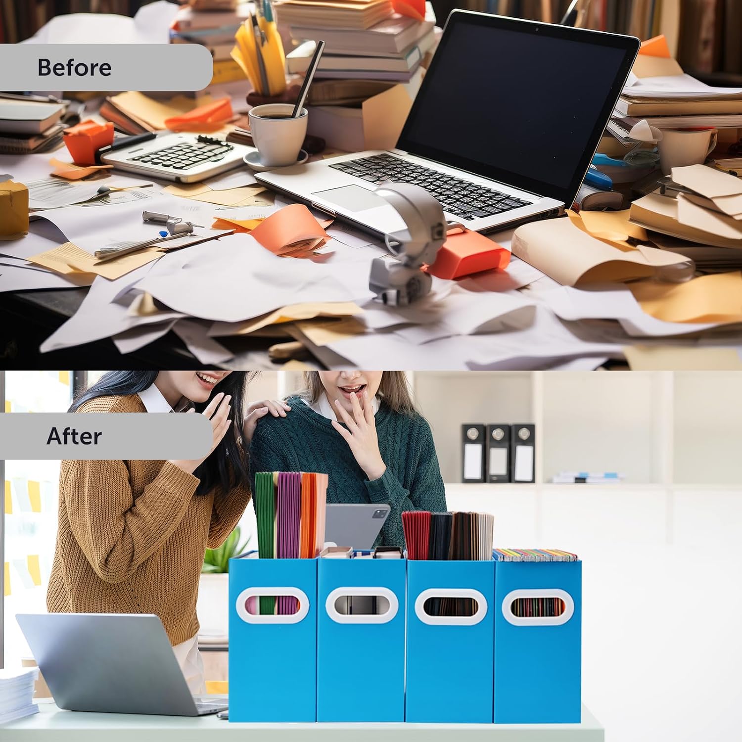 Hanging File Organizer, Cardboard File Folder Organizer for Letter Size, Desk Documents Storage Box, Portable File Folder Holder Boxes for Office, Home, School, Only Box.(6 Packs) image 5