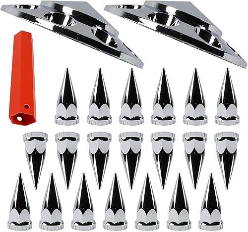 Miniatura 2 de LOSTAR Cubierta de eje delantero 1.299 in con púas de rosca para tuercas ABS Chrome Kit para semi camión