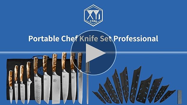 XYJ 13pcs/Set Chef Knives with Carry Bag Sharpener Rod