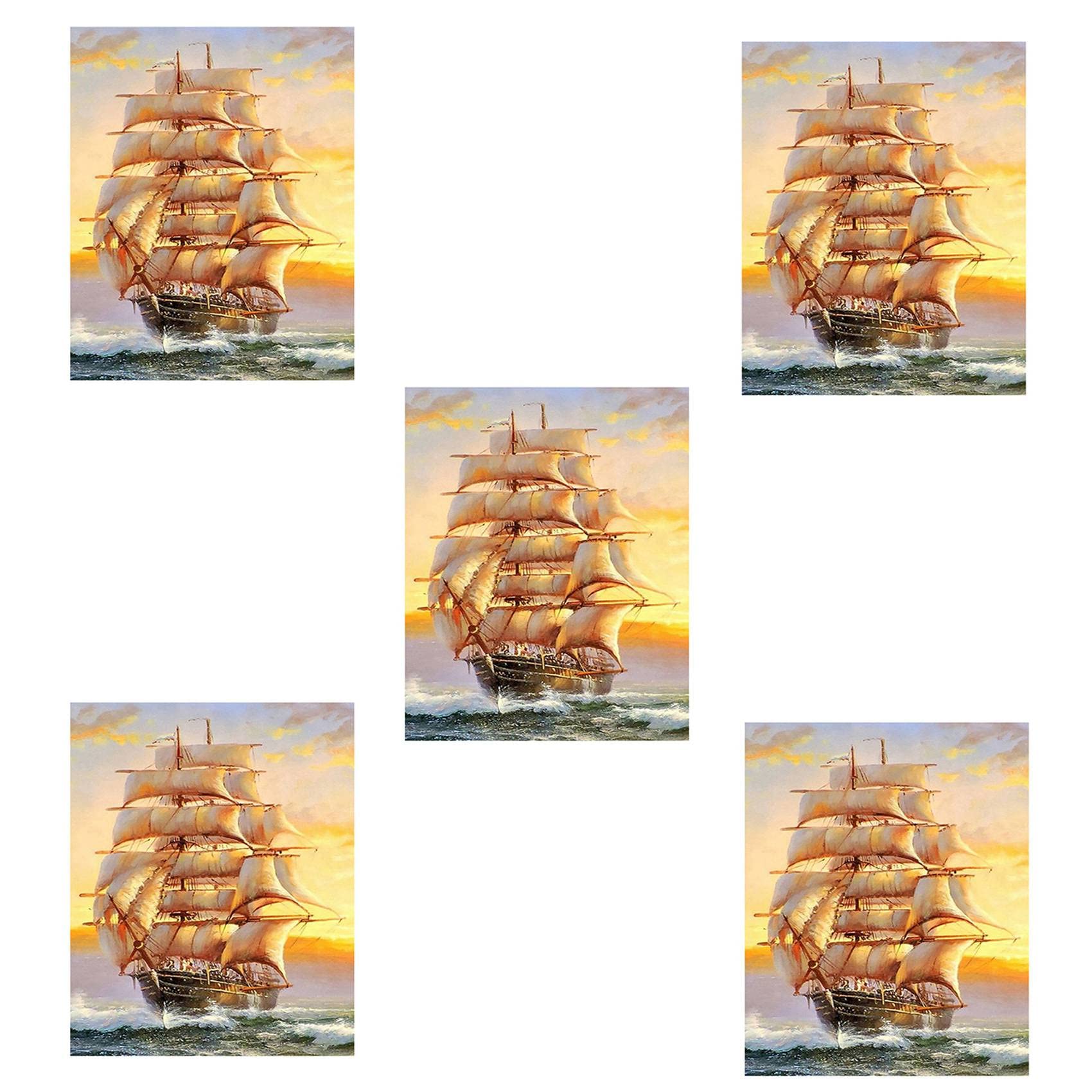 Hndhbfgrt 5X 5D Embroidery Boat Landscape Handmade Painting Landscape Needlework Home Decoration
