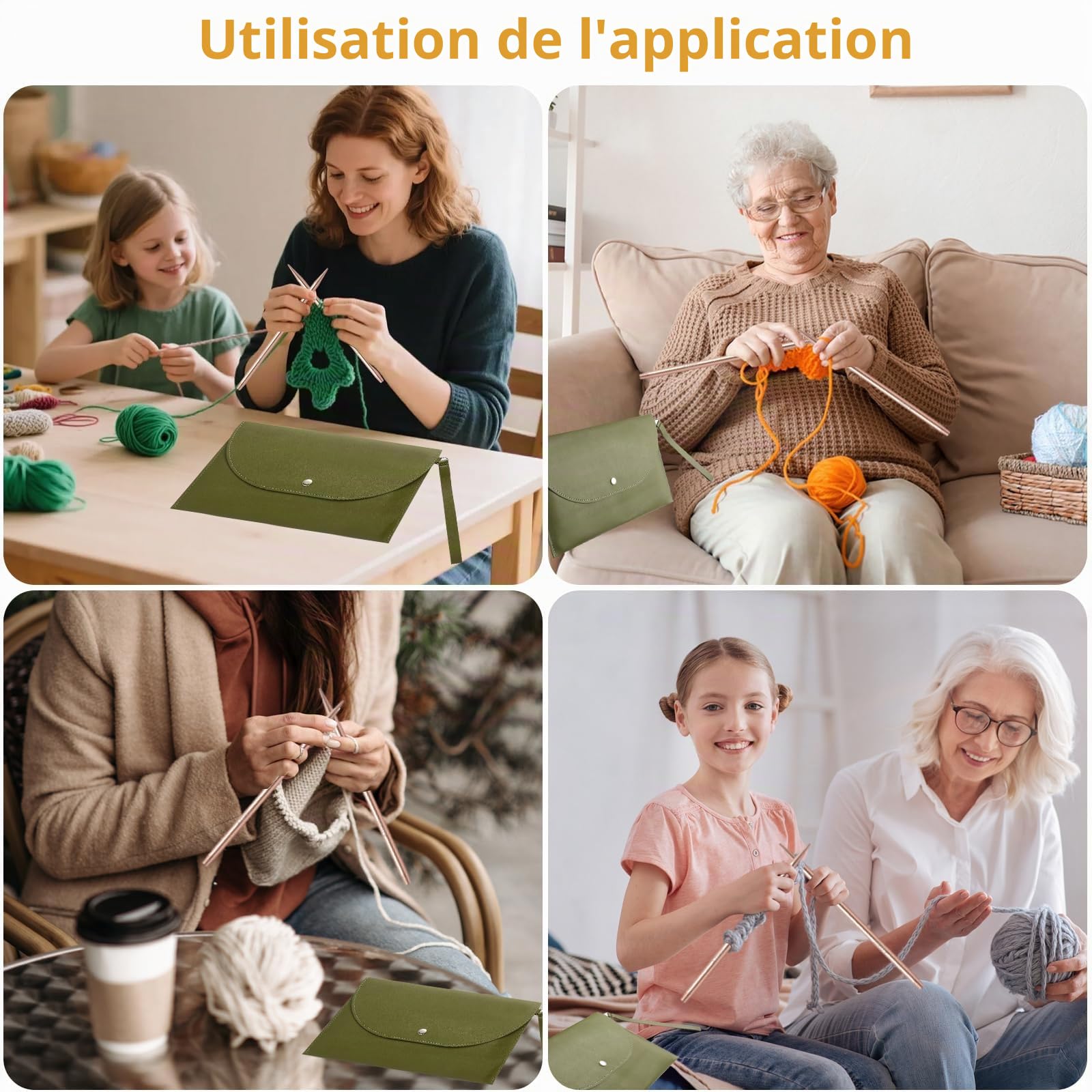Iswawo Lot de 13 paires d'aiguilles à tricoter circulaires interchangeables de 3,0 à 10,0 mm - Avec 4 sacs à cordes, pour projets de tricot, débutants et professionnels, en aluminium (or rose)
