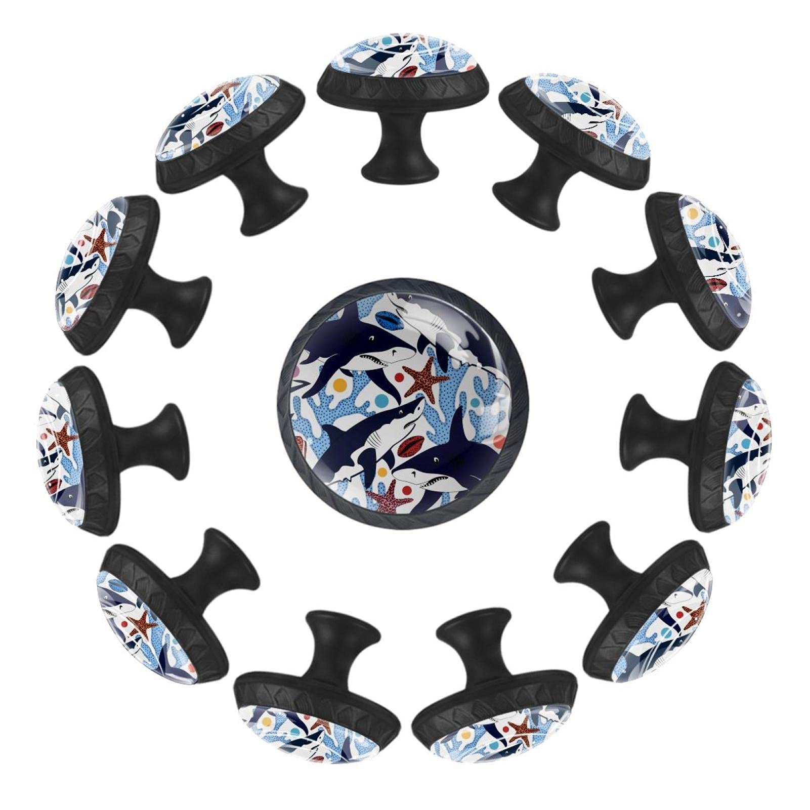 Boutons de tiroir 35 mm requins et coraux pour éveiller l'imaginaire