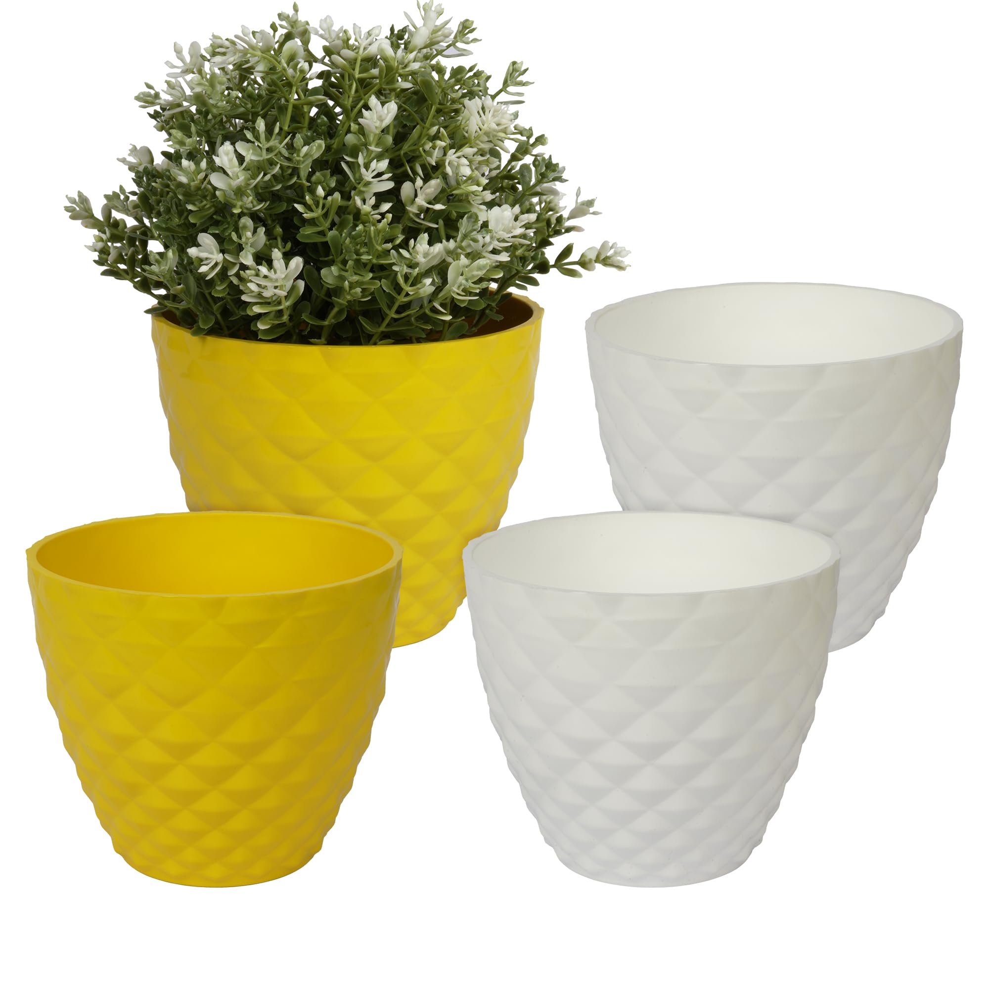 Kuber Industries Flower Pot | Flower Planter Pots for Indoor | Flower Pots for Outdoor | Pot for Garden & Balcony Flowering | Flower Plants Pot | Diamond Flower Pot | 6 Inch | Pack of 4 | Multi (B0CKND4P3P) Amazon Price History, Amazon Price Tracker