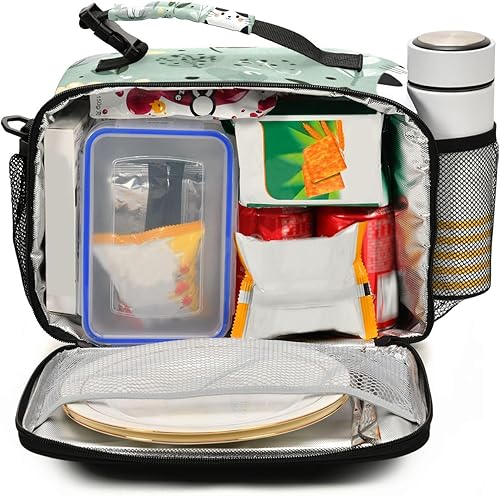 Miniatura 9 de QwThum Bolsa de almuerzo con diseño de búho lindo para niños, organizador de almuerzo con doble aislamiento, impermeable y reutilizable, bolsa de