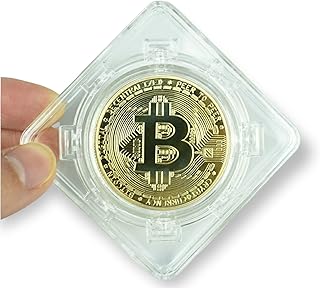 PfX Pièce de monnaie Bitcoin dorée dans un élégant étui rotatif (or).