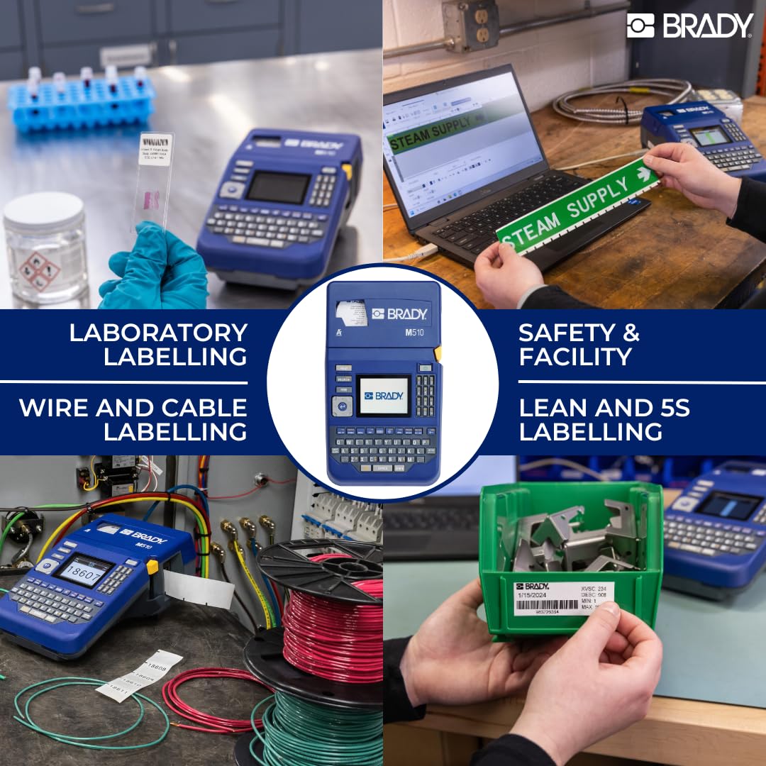 Brady M510 Stampante Portatile per Etichette + Software – Dispositivo di Etichettatura Industriale Resistente agli Agenti Chimici – Incl. 1 Cartuccia – Sostituisce BMP51