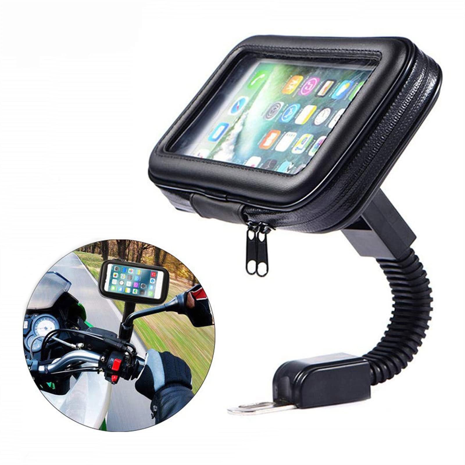 Soporte navegación GPS Soporte Impermeable Para Teléfono De Motocicleta, Espejo Retrovisor, Soporte Para Teléfono Móvil, Soporte De Navegación GPS, Funda, Bolsa, Soporte Para Teléfono Inteligente ( Co