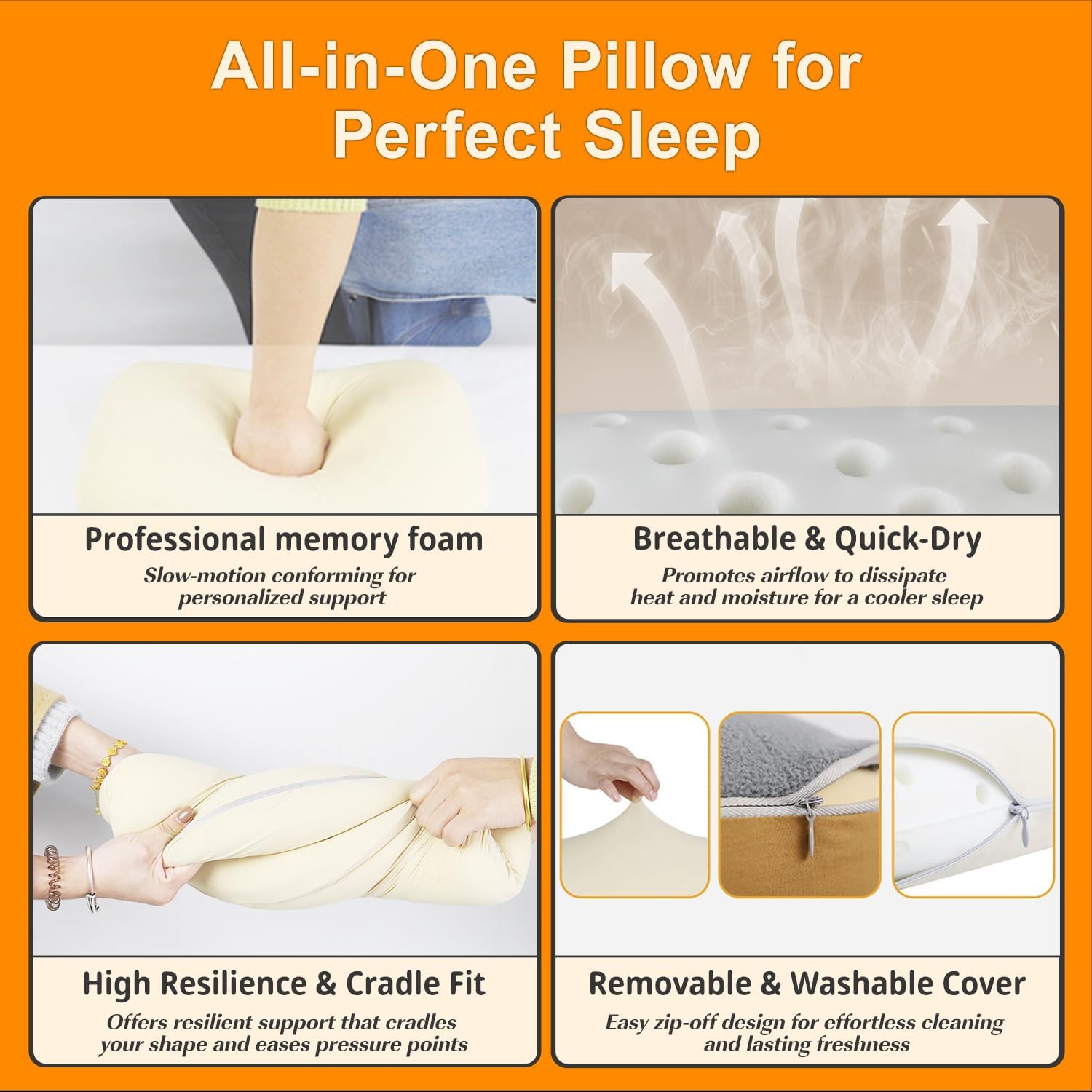 Camping Pillow Memory Foam Pillow, Portable Backpacking Pillow for Travel, Lightweight Compact Pillow with Washable Cover for Camping, Hiking, Backpacking (L)